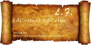 Lőrinczi Füzike névjegykártya